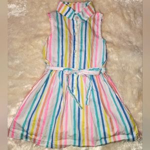 Girls size 3T white dress with colorful striped